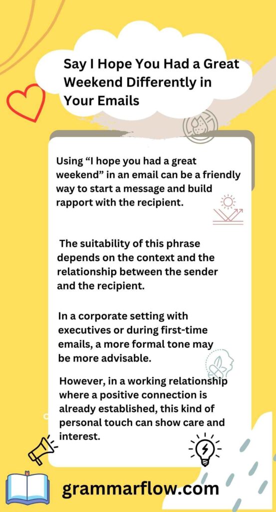 Say I Hope You Had a Great Weekend Differently in Your Emails