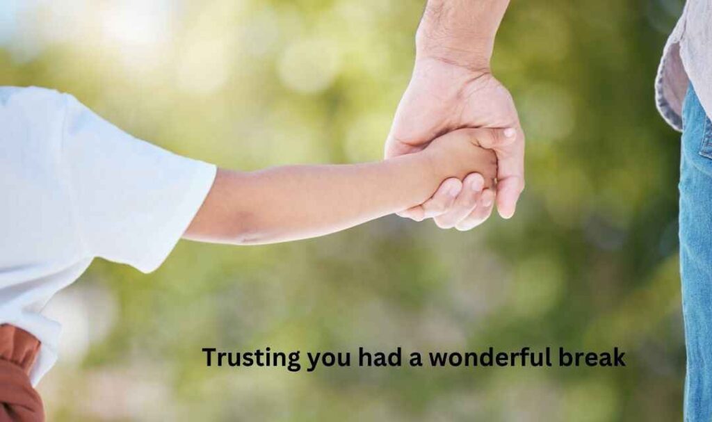 Trusting you had a wonderful break