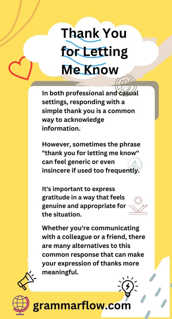 Thank You for Letting Me Know